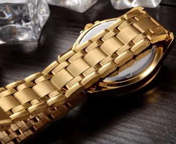 Top Kvalitet Clock Mode Mænd Luksus CHENXI Brand Guld Rustfrit Stål Quartz Armbåndsur Engros Golden Watch Mand PENGNATATE