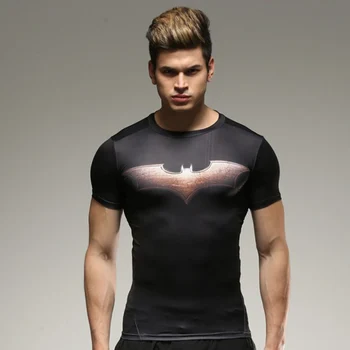 Top kvalitet komprimering t-shirts Superman/Batman/punisher/incredible hulk, captain America g ym mænd fitness-shirts til mænd t-shirts