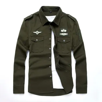 Top kvalitet mode mænd med lange ærmer bomuld skjorter militære trænings-og fragt outwear skjorter M-6XL AYG75