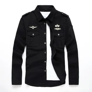 Top kvalitet mode mænd med lange ærmer bomuld skjorter militære trænings-og fragt outwear skjorter M-6XL AYG75
