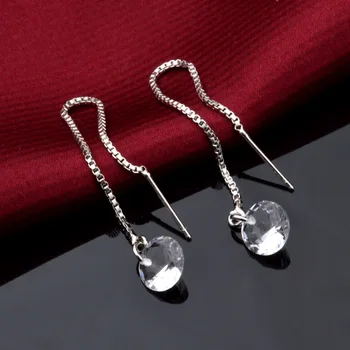Top Kvalitet! nye 925 sterling-sølv-smykker cz Crystal lang kvast Øreringe til Kvinder gave Stud Øreringe mode jewelr