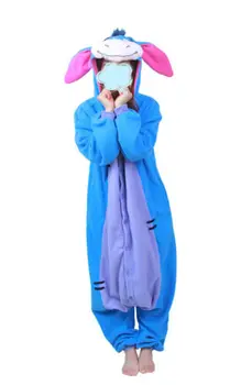 Top kvalitet Polar Fleece 3D Eeyore æsel Onesies Cosplay Kostume Kvinder Mænd Børn Pyjamas Pyjamas Træningsdragt Nattøj i Ét stykke