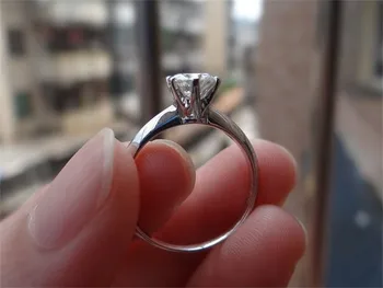 TOP Kvalitet, Ægte, Ren 925 Sterling Sølv ring Elegante Smykker Seks Kløer 1ct CZ Diamant Engagement vielsesringe For kvinder