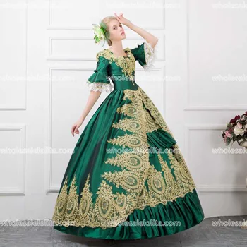 Top Salg Vin Rød/Grøn Smukke Rokoko-Tallet Marie Antoinette Bære Bolden Kjole 