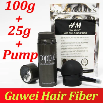 Toppik hair bygning fibre pulver 25g flaske fibre spray applikator/pumpe tilføje refill-pose 100g hår fibre 3pcs/masse