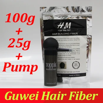 Toppik hair bygning fibre pulver 25g flaske fibre spray applikator/pumpe tilføje refill-pose 100g hår fibre 3pcs/masse