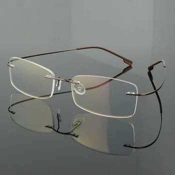 TOptical 2017 Mode Titanium Nærsynethed Uindfattede Briller Hukommelse Firkantede Briller Optisk Frame Briller Mænd Kvinder Designer 9 farver