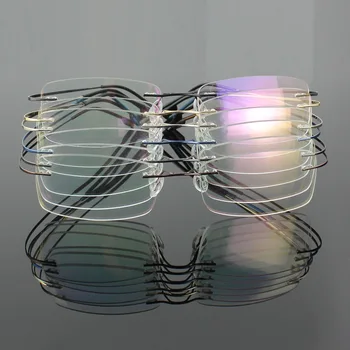 TOptical 2017 Mode Titanium Nærsynethed Uindfattede Briller Hukommelse Firkantede Briller Optisk Frame Briller Mænd Kvinder Designer 9 farver