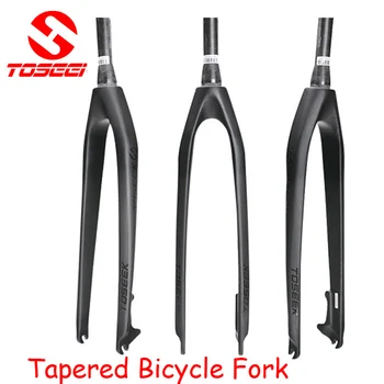 TOSEEK Carbon fiber cykel gaffel Tilspidset Stive Cykel Gaffel mtb cykel skivebremse 26/27.5/ 29 ER inch black bicicleta tilbehør
