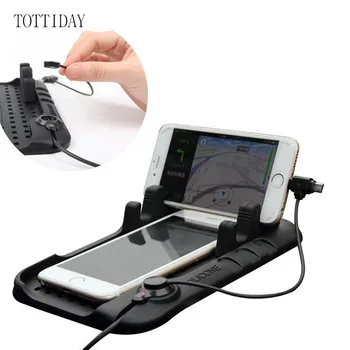 TOTTIDAY mobiltelefonholder Bil Telefonen Stå Med Oplader USB Kabel Til iPhone For Samsung Justerbare Beslag Magnet-Stik