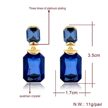 TOUCHEART Guld farve Geometriske Stud Øreringe med Blå krystalsten For Kvinder mode Bryllup Smykker SER150154