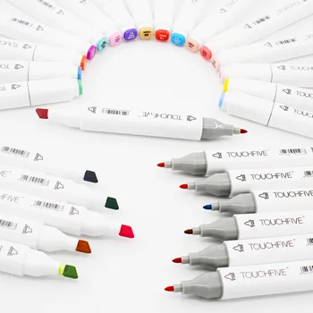 Touchfive 80 Farver, Animation, design Alkohol Grafisk Kunst Markør Pen med Brede Fine Point