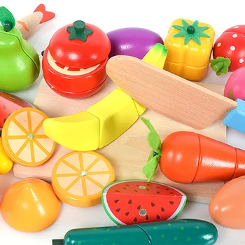 [Toy Woo] Børn Gave Magnetiske Skære Frugt Og Grøntsager Opfylde Fisk Og Skaldyr Drenge Og Piger Spiller Køkken, Træ-Legetøj