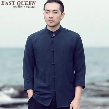 Traditionel kinesisk tøj til mænd t-shirt med rund hals 2017 Nye Ankomst Kinesisk Stil Shirts midt-længde ærmer KK491 S