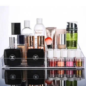 Transparent Akryl Makeup Kosmetik Arrangør Crystal Plast Desktop Smykker opbevaringsboks til Soveværelse Badeværelse Kæreste Gave