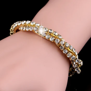 TREAZY 3Colors Luksus Krystal Armbånd Til Kvinder Rhinestone Snoede armbånd & Armbånd Femme Brudepige Smykker Tilbehør