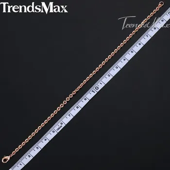 Trendsmax 585 Guld, Fyldt Gul Dame Armbånd Rolo Runde Kæde 3mm 18cm 20cm 23cm GB395A