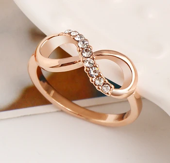 Trendy Cubic Zircon Krystal, Sløjfeknude Ringe til Kvinder valentinskort dag gave Rosa Guld Farve Infinity-Ring forlovelsesringe Smykker