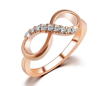 Trendy Cubic Zircon Krystal, Sløjfeknude Ringe til Kvinder valentinskort dag gave Rosa Guld Farve Infinity-Ring forlovelsesringe Smykker