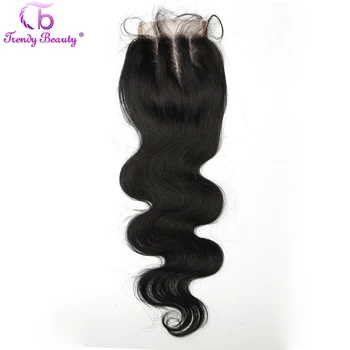 Trendy Skønhed Peruvianske kroppen bølge hår 3bundles beskæftige sig med 1pc 4x4 Lace Lukning Tre del-Gratis fragt Hår vævning farve 1b