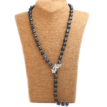 Trendy sort ferskvands perle halskæde til kvinder,naturlige lange perle halskæde smykker hustru party gave 700mm
