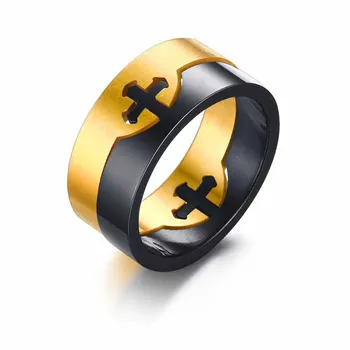 Trendy Titanium Stål Aftagelig Tværs af Mænd, Ring til Party-års Jubilæum Tilbehør Guld Sort Dekorere Smykker Bryllup Engagement