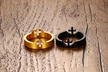 Trendy Titanium Stål Aftagelig Tværs af Mænd, Ring til Party-års Jubilæum Tilbehør Guld Sort Dekorere Smykker Bryllup Engagement