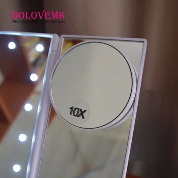 Tri-Fold Justerbar 21 LED-Lys Spejl 1X/2X/3X Makeup Make-up Spejl i Badeværelse Desktop Mirror+1stk 10X Makeup-Spejl