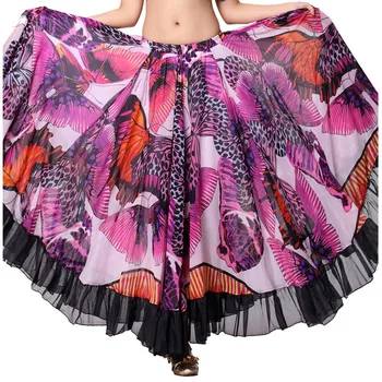 Tribal Mavedans 2018 Ydeevne Sigøjner Nederdel Butterfly Fuld Cirkel Flamenco Skørt Kvinder Sigøjner Mavedans Chiffon Nederdele