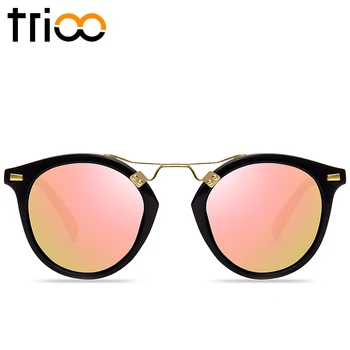 TRIOO Spejl Runde Damer Solbriller Farve Linse Særlige Designer Oval Lunette UV400 Beskyttende Briller solbriller Til Kvinder