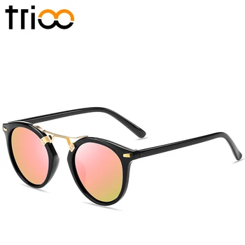 TRIOO Spejl Runde Damer Solbriller Farve Linse Særlige Designer Oval Lunette UV400 Beskyttende Briller solbriller Til Kvinder