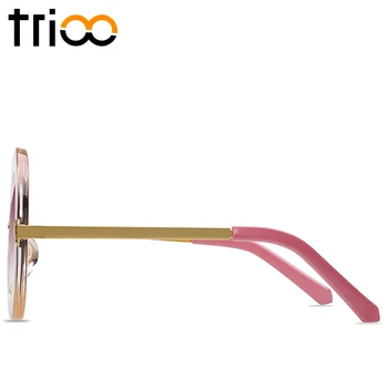 TRIOO Store Runde Solbriller Kvinder Pink Gradient Cirkel Sol Briller Kvindelige High Fashion Halv Gennemsigtig Gradient Oculos Overdimensioneret