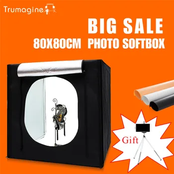 TRUMAGINE 80*80*80 CM Foto Studio Softbox Lys Telt Lightbox Fotografering Skyde Lys Boks Med Transportabel Taske+Lysdæmper