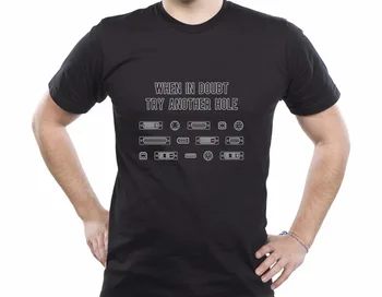 Trykt T-Shirts til Mænd Mode 2018 Billige, hvis de er I Tvivl, så Prøv et Andet Hul Tshirt For It-Specialist Sjove Shirt casual t-shirts