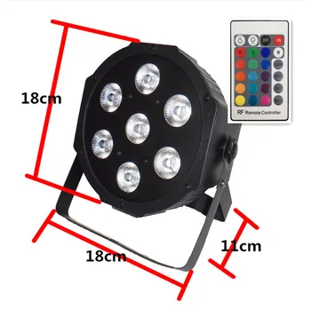 Trådløs fjernbetjening LED Par 7x12W RGBW 4IN1 LED Wash Lys Fase Uplight Ingen Støj Fjernbetjeningen Gratis fragt