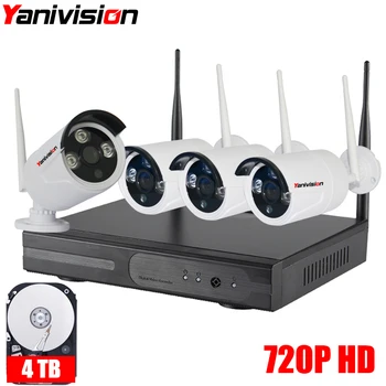 Trådløs Sikkerhed Kamera System Udendørs Vandtæt 20m IR Night Vision 720P HD 4-KANALS Home Video Overvågning Wifi CCTV Kamera Kit