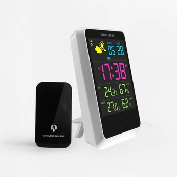 Trådløs vejrstation Smart Home Farve LED Digital Vejrudsigt Meter I Udendørs Termometer Hygrometer Udsæt Uret