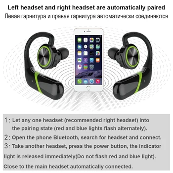 Trådløse hovedtelefoner ægte trådløse Bluetooth øretelefoner vandtæt TWS Bluetooth hovedtelefoner sport Bluetooth stereo-headset til telefonen