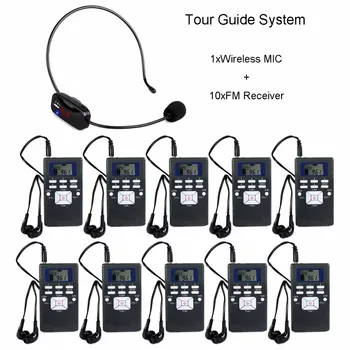 Trådløse Tour Guide System Bærbare Voice Transmission System, der er For Kirke Møde-1 MIC-Senderen + 10 FM-Modtager Y4305