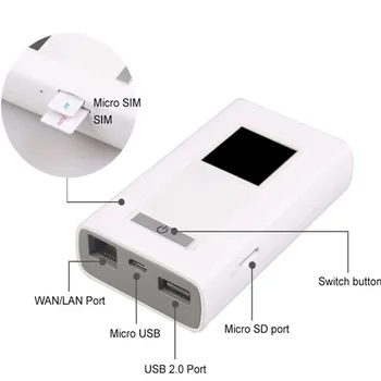 Trådløst Modem 4G Wifi Router Bærbare Mifi FDD-LTE GSM Global Låse Dongle 5200 MAh Strøm Bank med To SIM-Kort Slot RJ45 Port