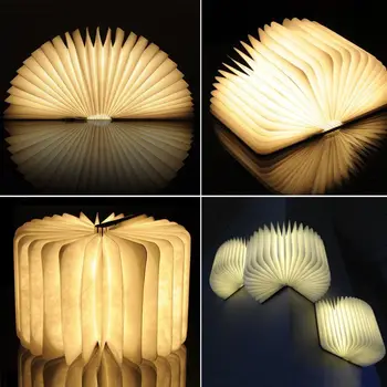 Træ Folde Bogen FØRTE Nightlight Kunst Dekorative Lys Bruser/Væg Magnetiske Lampe Hvid/Varm Hvid