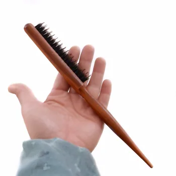 Træ Håndtag Hair Brush Naturlig Vildsvin Bløde Børster Anti Tab Kam Frisør Frisør-Værktøj Drilleri Stritter Salon Hårbørste