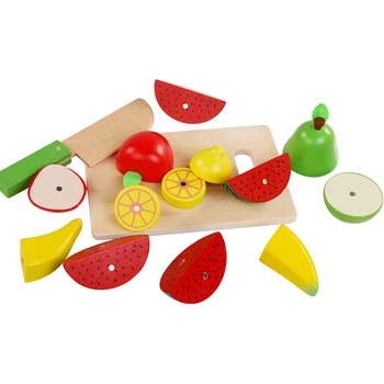 Træ-Kids legetøj simulering Skæring af frugt og grønt køkken legetøj til børn Montessori uddannelse Træ-legetøj gaver