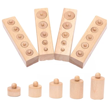 Træ-Legetøj Montessori Uddannelse Cylindriske Stikkontakter Blok Legetøj Baby Udvikling Af Praksis & Sanser Familie Legetøj