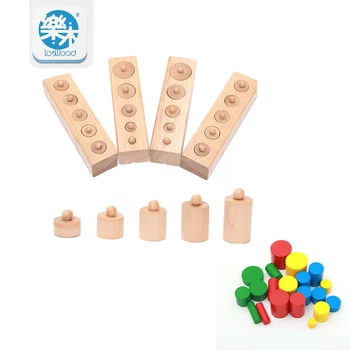 Træ-Montessori Uddannelse Cylinder Stikkontakter Blok Legetøj Baby Udvikling Af Praksis & Sanse-Sæt, Familie Legetøj