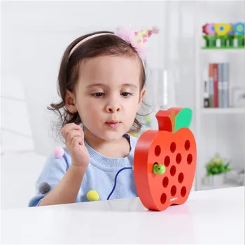 Træ-Threading Big Apple Kid ' s Bløde Montessori Blokke høj kvalitet gave til spædbarn