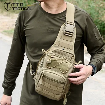 TTGTACTICAL Hær Fan Militære Sling Bag Multi-Use Bekæmpe Enkelt skuldertaske MOLLE Militære Brystet Hamburger Messenger Pack