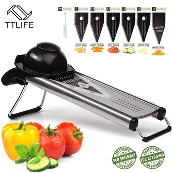 TTLIFE Professional Multifunktionel V-Slicer Mandoline Pålægsmaskine Mad Chopper Frugter & Vegetabilske Cutter med 5 Knive køkken Værktøj