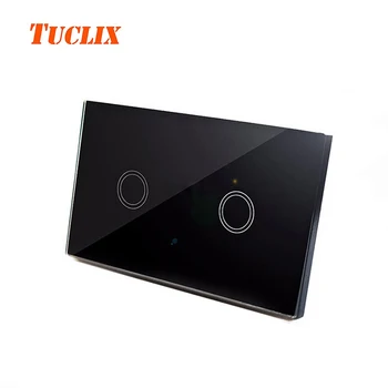 TUCLI OS Touch skifte standard, 110-240v 2gang 1 led lys skifter kontakt lyskontakten vandtæt hærdet glas hvid sort