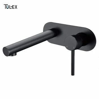 TULEX Badeværelse Håndvaskarmatur Sort Messing vægmonteret Armatur Krom Kran Enkelt Håndtag blandingsbatteri med Varmt Og Koldt Vand På salg